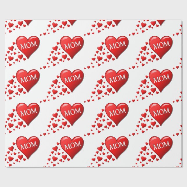 PAPEL DE PRESENTE CORAÇÕES VERMELHAS PARA A MÃE (Barra)