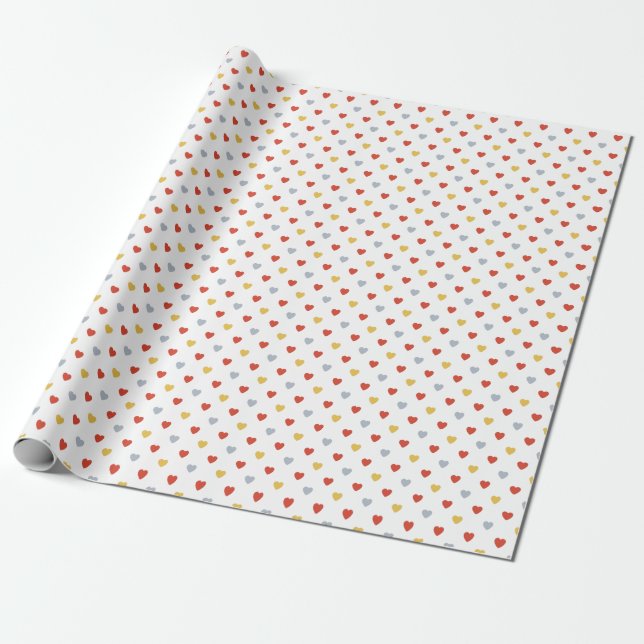 Papel De Presente Corações Vermelho E Amarelo (Desenrolado)