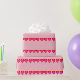 Papel De Presente Corações Vermelho Púrpura Cor-de-rosa 4Lori