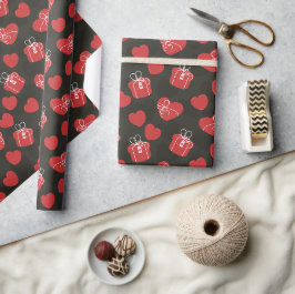 Papel De Presente Corações Vermelhos