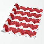 Papel De Presente Corações Vermelhos Cinzas Encantando Papel de Mold<br><div class="desc">Estilo de Vintage Retro Love Digital Trabalho de arte</div>