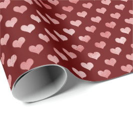 Papel De Presente Corações Vermelhos Cor-de-Rosa