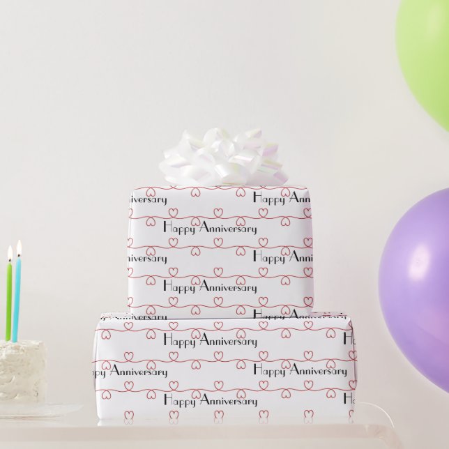 Papel De Presente Corações Vermelhos do Aniversário em Branco (Presentes para festas)