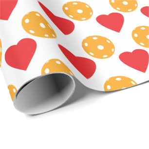 Papel De Presente Corações vermelhos e bolas de picles laranja 