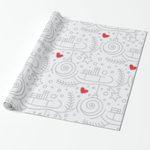 Papel De Presente Corações Vermelhos Fofos Natal Caprichoso