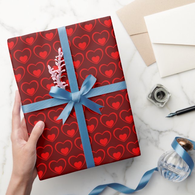 Papel De Presente Corações Vermelhos Simples (Presentear)