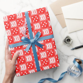 Papel De Presente Corações XOXO do Dia dos Namorados