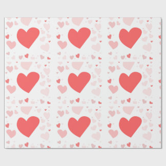 Papel De Presente Coral and Blush scattered hearts 