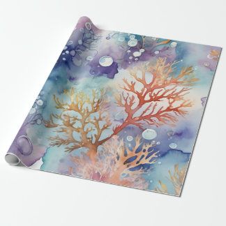 Papel De Presente Coral de aquarelas Tom Roxo