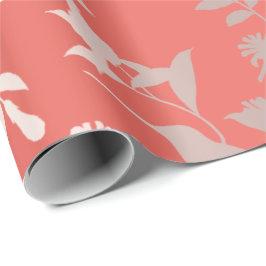 Papel De Presente Coral de Rosa Tropic Dourado de VerãoPássaro-do-ma