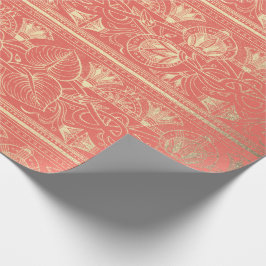 Papel De Presente Coral Dourado Papyrus Antiguamente Egípcio Floral 