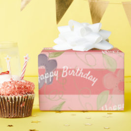 Papel De Presente Coral Fliral Padrão