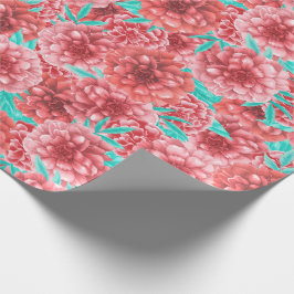 Papel De Presente Coral Floral