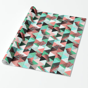 Papel De Presente Coral Teal Memphis Style Triangs