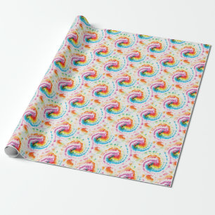 Papel De Presente Corante espiral, padrão de espiral arco-íris