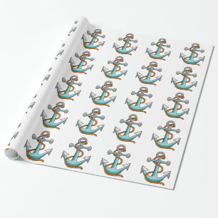 Papel De Presente Corda Náutica e Âncora