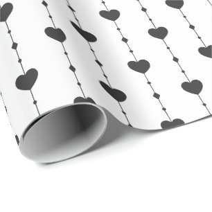 Papel De Presente Cordas do Coração em Preto