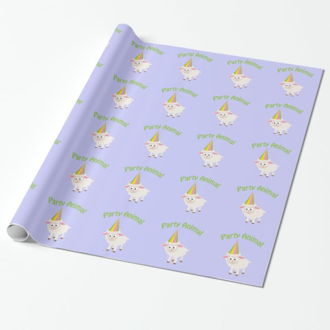 Papel De Presente Cordeiro Animal de Festa (Desenrolado)