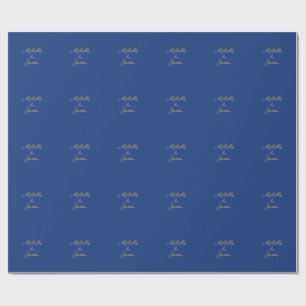 Papel De Presente Cores Azul e Dourado Profissional Moderno Tendenci