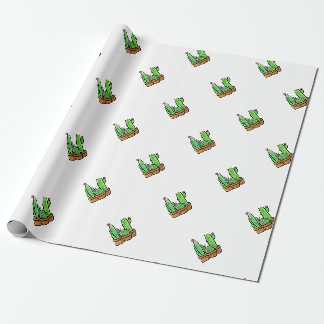 Papel De Presente Cores cactus cactos suculentos (Desenrolado)