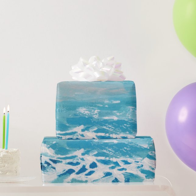 Papel De Presente Cores de Água Pintadas (Presentes para festas)