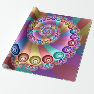 Papel De Presente Cores de Arco-íris Lindas Arte Fractal Abstrata