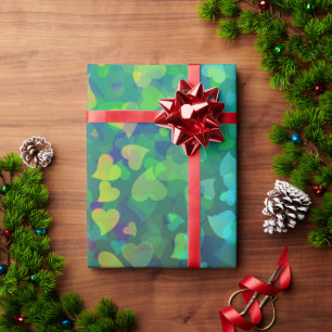 Papel De Presente Cores De Coração Em Verde Vermelho