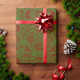 Papel De Presente Cores de Natal Clássico Vintage William Morris