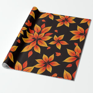 Papel De Presente Cores de Queda de Flor de Outono