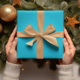 Papel De Presente Cores de tendência - Cor vívida ciana - Rolagem só