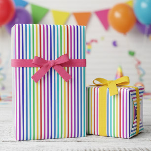 Papel De Presente Cores Divertidas do Arco-íris Listrado