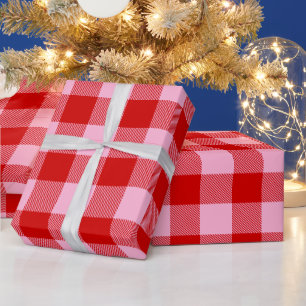 Papel De Presente Cores DIY Xadrez de Búfalo Tartan SV Vermelho Fl R