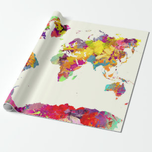Papel De Presente cores do mapa do mundo