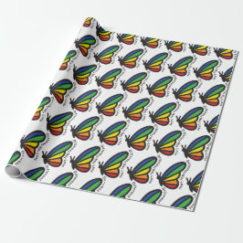 Papel De Presente Cores do Orgulho do Autismo Borboleta Colorida Dif