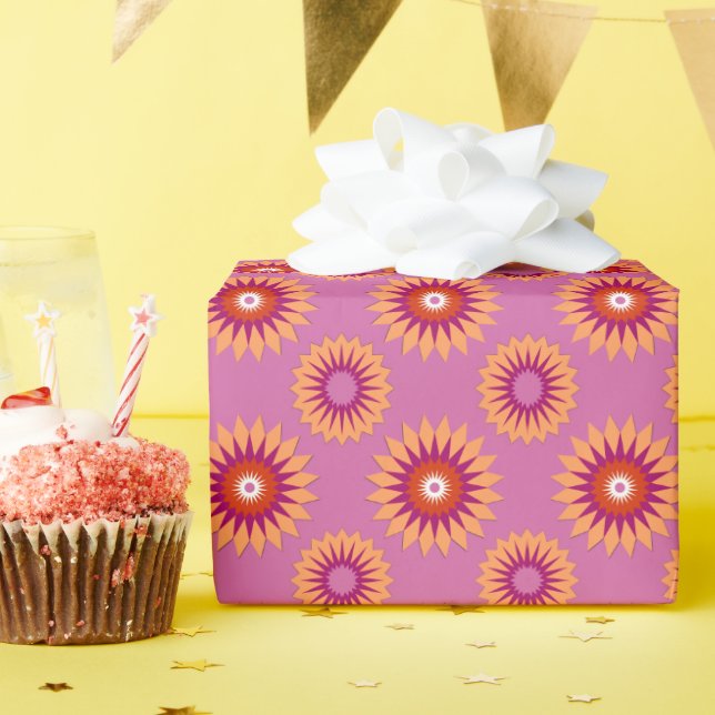 Papel De Presente cores do orgulho lésbico / flor rosa (Festa de aniversário)