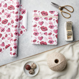 Papel De Presente Cores E Corações, Padrão De Aquarela