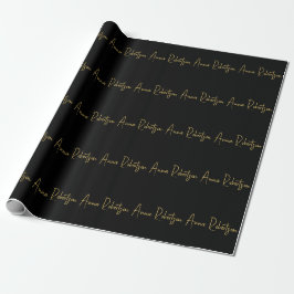 Papel De Presente Cores Ouro Preto Caligrafia Profissional Moderna