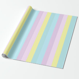 Papel De Presente Cores Pastel Amarelo Azul Roxo Presente Listrado