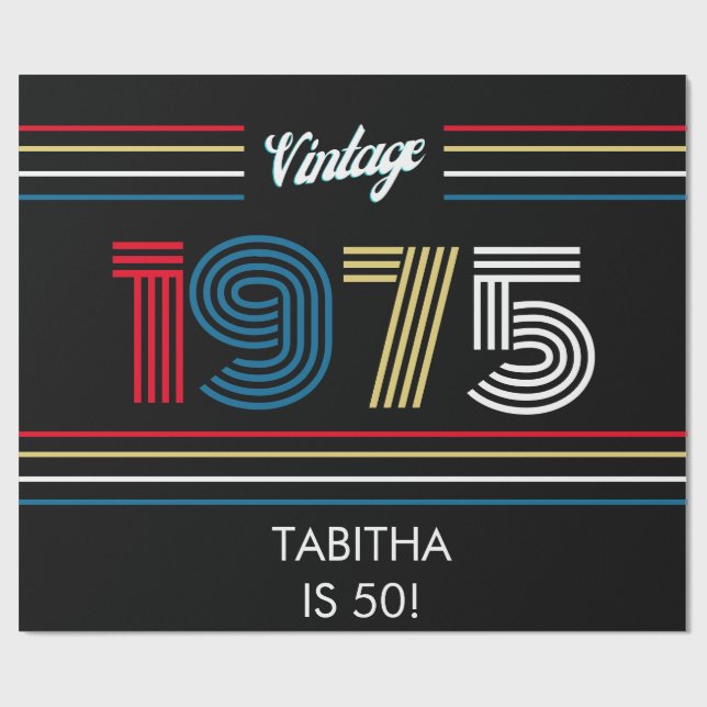 Papel De Presente Cores Primárias Da Faixa Retroativa De 1975 (Aberto)