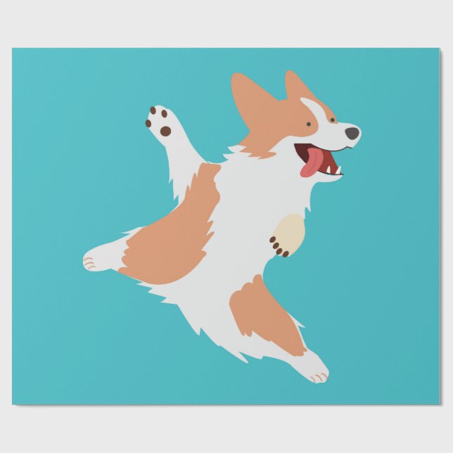 Papel De Presente Corgi Brincalhão (Aberto)