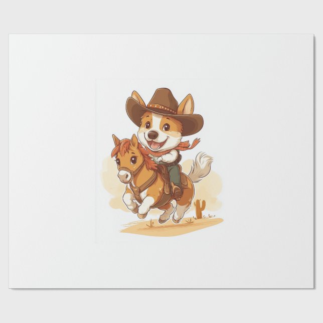 Papel De Presente Corgi Cowboy � Cão de Rodeio Western (Aberto)