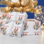 Papel De Presente Corgi de Natal com galhadas de Reindeer saltando<br><div class="desc">Um corgi alegre com renas de Natal saltando no ar. Um Natal muito corrupto em texto vermelho</div>