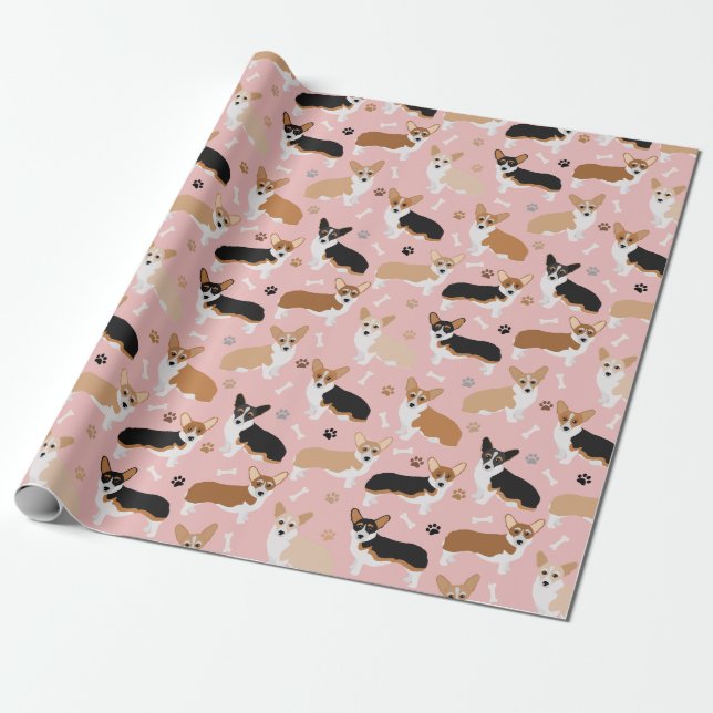 Papel De Presente Corgi - Papéis de cães e ossos (Desenrolado)