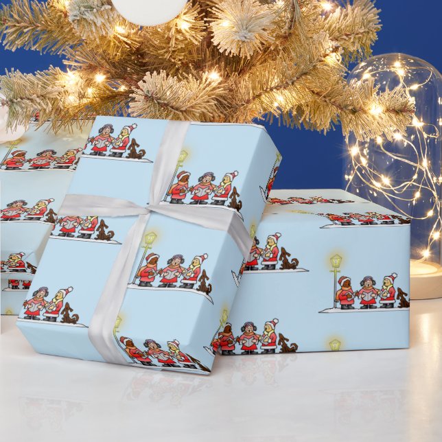 Papel De Presente Coro de Natal Cantando (Feriados)