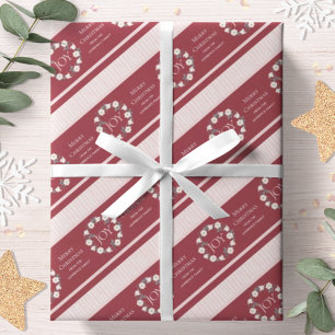 Papel De Presente Coroa de Natal Alegria Burgundy Personalizada
