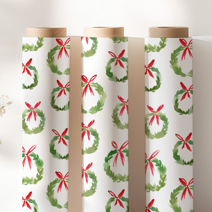 Papel De Presente Coroa de Natal com Laço Vermelho Elegante
