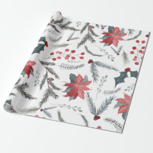 Papel De Presente Coroa de Natal de Pinheiro Botânico de Inverno Fes