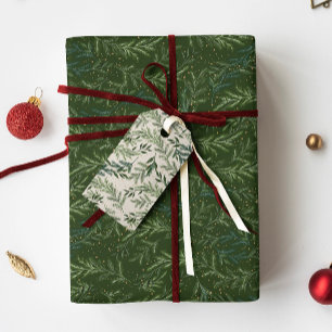 Papel De Presente Coroa de Natal de Pinheiro Clássico Verde Escuro F