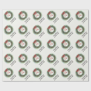 Papel De Presente Coroa de Natal em Aquarela