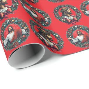 Papel De Presente Coroa de Natal Jesus Cristo